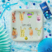 Fijne maaltijd leuke waterverf cocktail Birthday b Papieren Bordje (Feest)