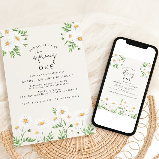 Fijne madeliefjes | Kids Uitnodiging voor verjaard