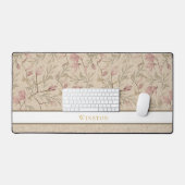 Fijne Magnolia Floral Tan EDITABLE TEKST Bureaumat (Keyboard & Muis)