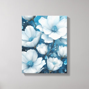Fijne margrieten in de regen canvas afdruk