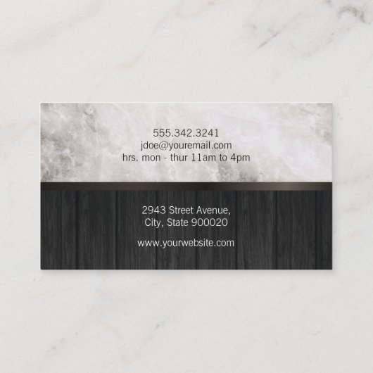 Fijne marmeren houten afwerking | Kapper Visitekaartje (Achterkant)