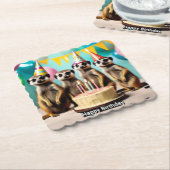 Fijne Meerkat verjaardag, Kartonnen Onderzetters (Gebogen)