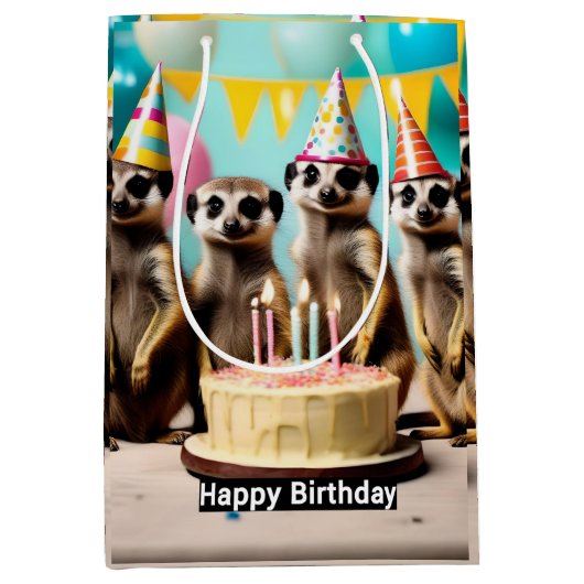 Fijne Meerkat verjaardag, Medium Cadeauzakje (Voorkant)