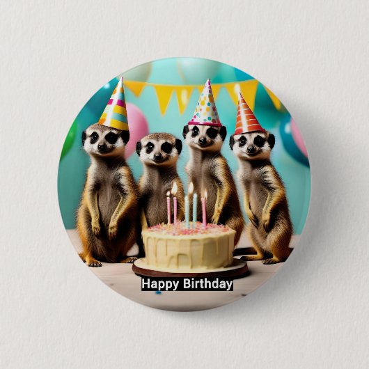 Fijne Meerkat verjaardag, Ronde Button 5,7 Cm (Voorkant)