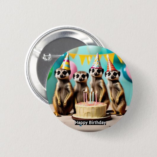 Fijne Meerkat verjaardag, Ronde Button 5,7 Cm (Voorkant /achterkant)