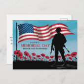Fijne Memorial Day Rode Klaprozen Militair Briefkaart (Voorkant / Achterkant)