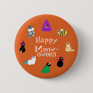 Fijne Meow-oween katten in kostuumspeld Ronde Button 5,7 Cm