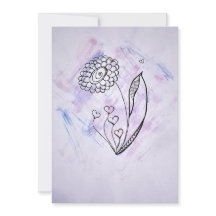 Fijne met de hand getekende bloem met harten 