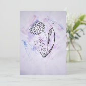 Fijne met de hand getekende bloem met harten feestdagenkaart (Staand voorkant)
