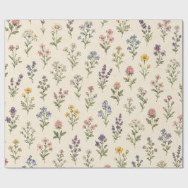 Fijne Miniatuur Wilde Bloemen Cottage Tuin  Cadeaupapier