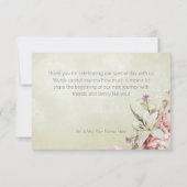 Fijne Moderne Roze Blush Roos & Lily Green Bedankkaart (Achterkant)