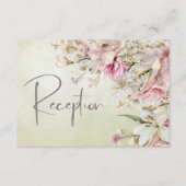 Fijne Moderne Roze Blush Roos & Lily Green Informatiekaartje (Voorkant)