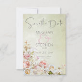 Fijne Moderne Roze Blush Roos & Lily Green Save The Date (Voorkant)