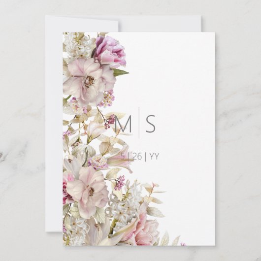 Fijne Moderne Roze Blush Roos & Lily Kaart (Achterkant)