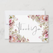 Fijne Moderne Roze Blush Roos & Lily Wedding Bedankkaart (Voorkant)