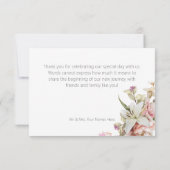 Fijne Moderne Roze Blush Roos & Lily Wedding Bedankkaart (Achterkant)