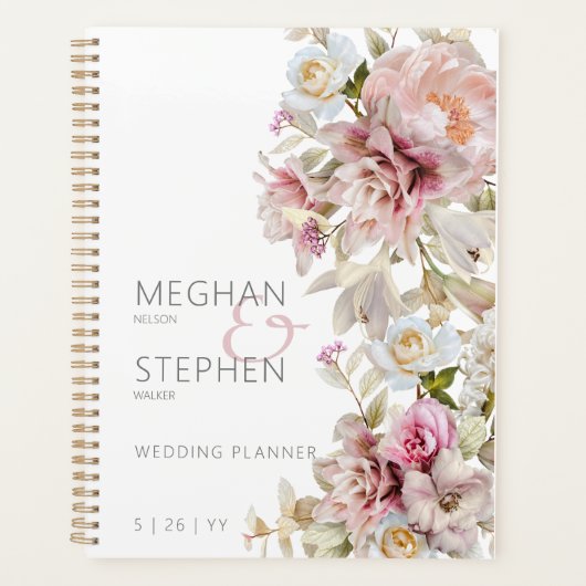 Fijne Moderne Roze Blush Roos & Lily Wedding Planner (Voorkant)
