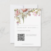 Fijne Moderne Roze Blush Roos & Lily Wedding RSVP Kaartje (Achterkant)