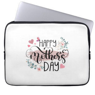 Fijne Moederdag 2025 Schattige Bloemen voor Vrouwe Laptop Sleeve