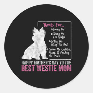 Fijne Moederdag aan de beste Westie Mom White Te Ronde Sticker