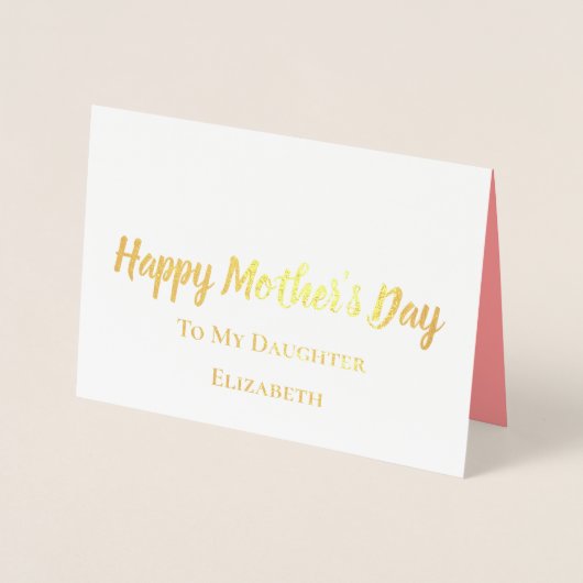Fijne Moederdag aan mijn dochter Elegant Gold Folie Kaarten (Voorkant)