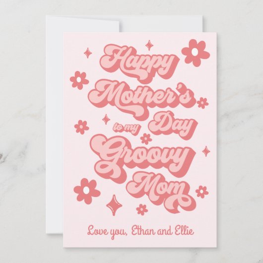 Fijne Moederdag aan mijn Groovy Moeder Feestdagenkaart (Voorkant)