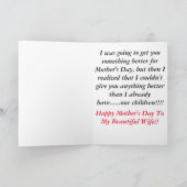 Fijne Moederdag aan mijn vrouw! Kaart (Binnen)