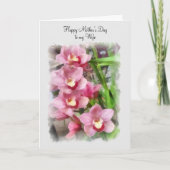Fijne Moederdag aan mijn vrouw roze orchideeën Kaart (Voorkant)
