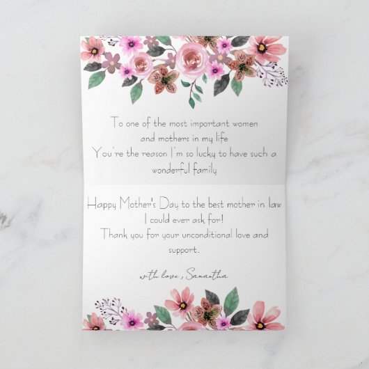 Fijne Moederdag aangepaste foto tekst Schoonmoeder Feestdagen Kaart (Binnen)