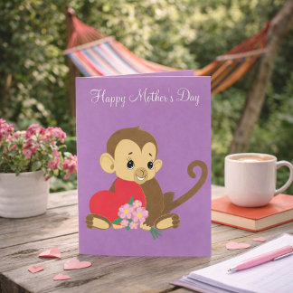 Fijne Moederdag Baby Aap Kaart