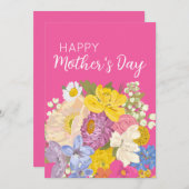 Fijne Moederdag Bloemen in Bloei  Feestdagenkaart (Voorkant / Achterkant)