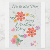 Fijne Moederdag bloemen Wijn Etiket (Enkel label)