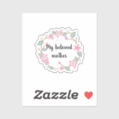 Fijne Moederdag – Bloemenkranst Ontwerp Sticker (Vel)