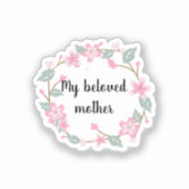 Fijne Moederdag – Bloemenkranst Ontwerp Sticker (Voorkant)