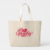 Fijne Moederdag Bloemhart Ontwerp Grote Tote Bag (Achterkant)