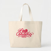 Fijne Moederdag Bloemhart Ontwerp Grote Tote Bag (Voorkant)