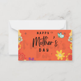 Fijne Moederdag Bloemrijke Retro-Typografiekaart D Notitiekaartje