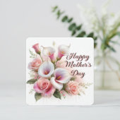 Fijne Moederdag Calla's en Rozen Feestdagenkaart (Staand voorkant)