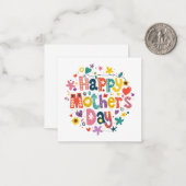 Fijne Moederdag Cool Bloemrijk Kleurrijke Typograf Notitiekaartje (Voorkant / Achterkant in situ)