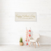 Fijne Moederdag Crème Gouden Script Spandoek (Insitu)