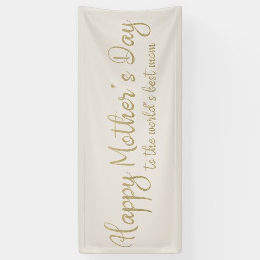 Fijne Moederdag Crème Gouden Script Spandoek (Verticaal)