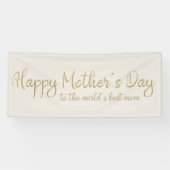 Fijne Moederdag Crème Gouden Script Spandoek (Horizontaal)