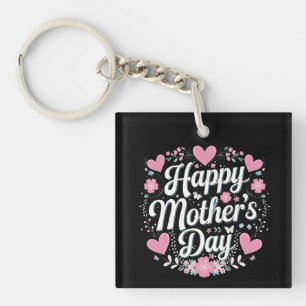 Fijne Moederdag Cute Bloemige Moeder Oma Sleutelhanger