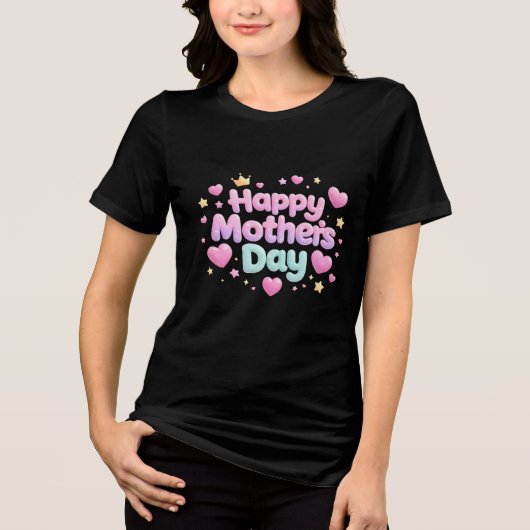 Fijne Moederdag Cute Bubble Letter T-Shirt (Voorkant)