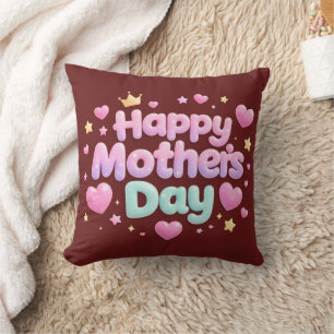 Fijne Moederdag Cute Bubble Letter Worp Kussen