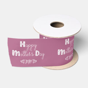 Fijne Moederdag Cute Doodle Typografie Roze Satijnen Lint