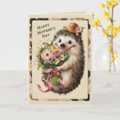 Fijne Moederdag Cute egel Kaart (Gele Bloem)