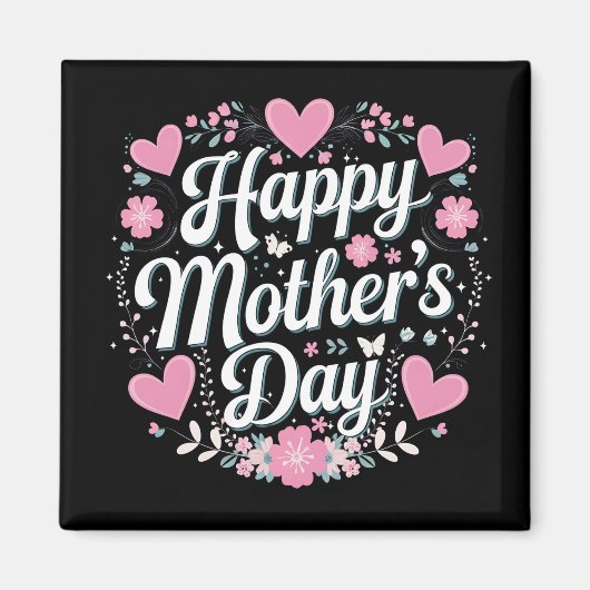 Fijne Moederdag Cute Floral Moeder Oma Magneet (Voorkant)