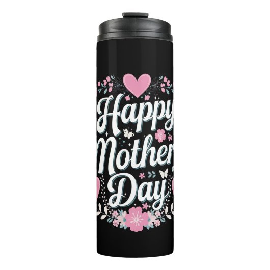 Fijne Moederdag Cute Floral Moeder Oma Thermosbeker (Voorkant)