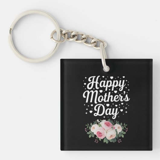 Fijne Moederdag Cute Floral Moeder Oma Vrouw Sleutelhanger (Voorkant)